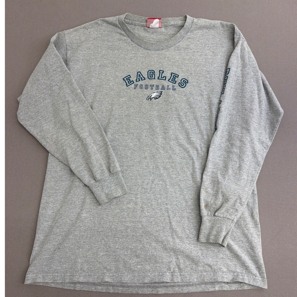 NFL Philadelphia Eagles Football Long Sleeve T-Shirt Gray Mens Large 2670